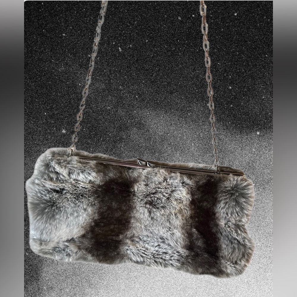 Terry Lewis Classic Luxuries Faux Fur Clutch with Strap & Dustbag- Vintage